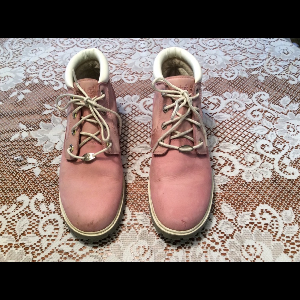 Pink Timberland Boots, Size 10